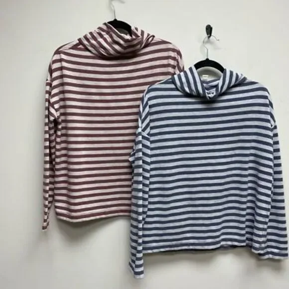 J.Crew Womens Lot Of 2 Pullover Sweatshirt‎ red blue White Striped Stretch S - Picture 2 of 7